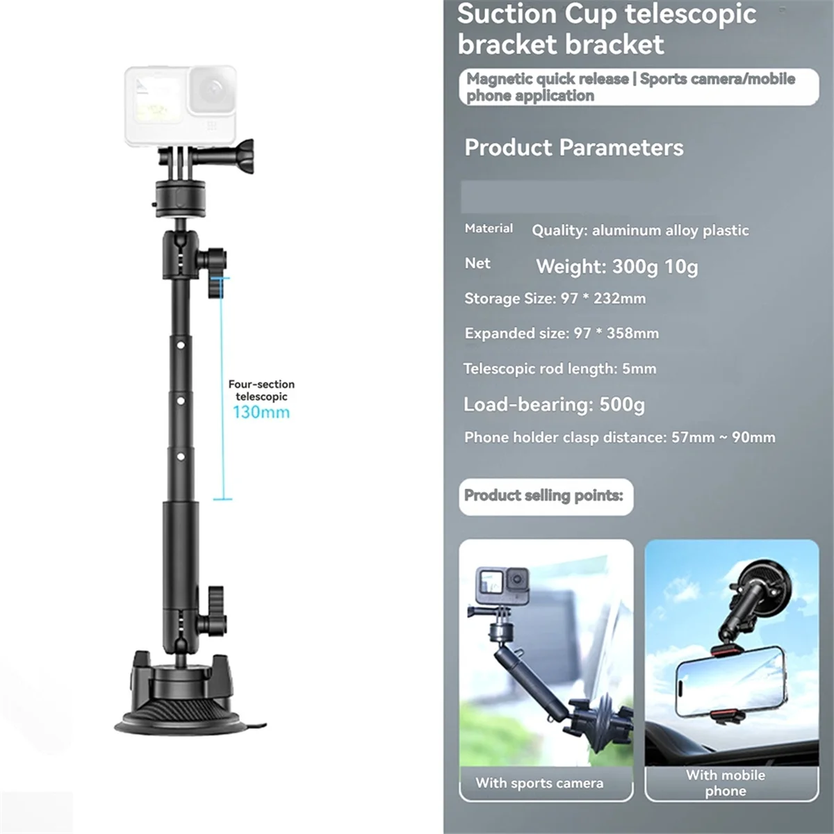 Экшн-камера N97R Go-Quick II, крепление на присоске для смартфона, винт 1/4 дюйма, 360° ° Шаровая головка для автомобильного держателя телефона GoPro Insta360
Экшн-камера N97R Go-Quick II, крепление на присоске для смартфона, винт 1/4 дюйма, 360° ° Шаровая головка для автомобильного держателя телефона GoPro Insta360