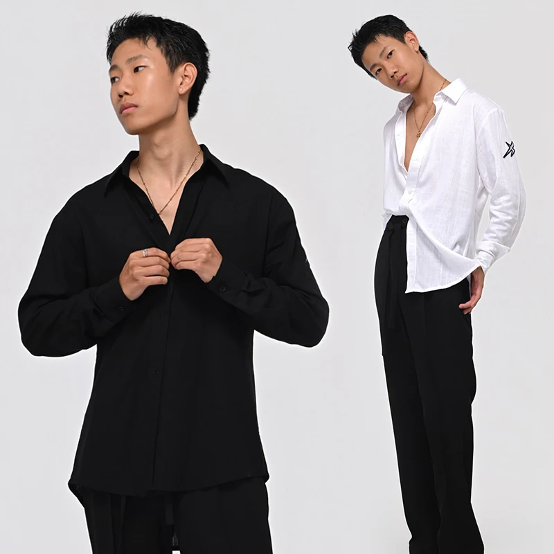 Black Latin Dance Top For Men Long Sleeve White Shirt Male Latin Training Clothes Ballroom Rumba Tango Practice Tops VDL4287
Black Latin Dance Top For Men Long Sleeve White Shirt Male Latin Training Clothes Ballroom Rumba Tango Practice Tops VDL4287