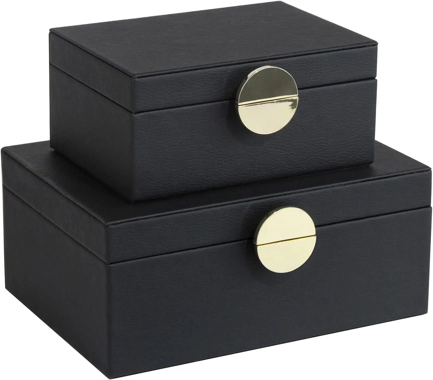Faux Leather Jewelry Boxes, Decorative Boxes Storage Accessory Organizer with Gold Hardware Decor, Classic Vegan Leather Set
Faux Leather Jewelry Boxes, Decorative Boxes Storage Accessory Organizer with Gold Hardware Decor, Classic Vegan Leather Set