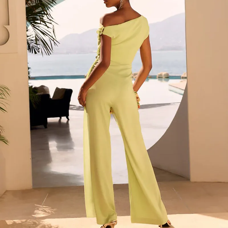 Summer Fashion High Waist Chiffon Commute Rompers Elegant Lady Loose Wide Leg Playsuits French Style Slash Collar Solid Jumpsuit
Summer Fashion High Waist Chiffon Commute Rompers Elegant Lady Loose Wide Leg Playsuits French Style Slash Collar Solid Jumpsuit