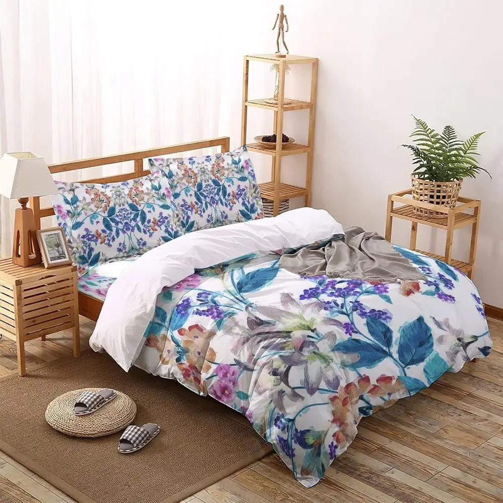 loral 4 Pieces Duvet Cover Bedding Set - 1 Duvet Cover + 1 lat Sheet + 2 Pillow Shams, Colorul lower Branch Plant Watercolor Sty
loral 4 Pieces Duvet Cover Bedding Set - 1 Duvet Cover + 1 lat Sheet + 2 Pillow Shams, Colorul lower Branch Plant Watercolor Sty