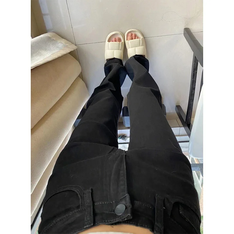 High Waist Slim Fit Straight Leg Fleece Lined Denim Jeans Women's Black Slimming Short Size Smoke Tube Pants Autumn Winter
High Waist Slim Fit Straight Leg Fleece Lined Denim Jeans Women's Black Slimming Short Size Smoke Tube Pants Autumn Winter