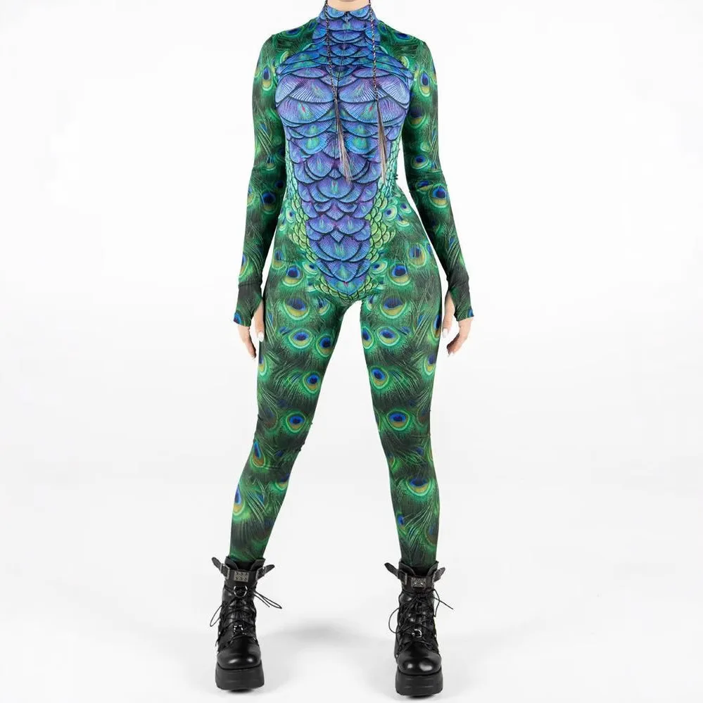 Halloween Women Cyberpunk Red Peacock Scale Jumpsuit Party Role Play Steampunk Halloween Holiday Costume Stretch Bodysuit
Halloween Women Cyberpunk Red Peacock Scale Jumpsuit Party Role Play Steampunk Halloween Holiday Costume Stretch Bodysuit