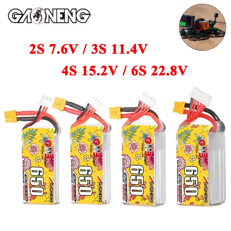 2Pcs GNB 2S 3S 4S 6S 650mAh Drone Lipo Battery 7.6V 11.4V 15.2V 22.8V 120C With XT30 Plug for RC FPV Drone Helicopter Airplane
2Pcs GNB 2S 3S 4S 6S 650mAh Drone Lipo Battery 7.6V 11.4V 15.2V 22.8V 120C With XT30 Plug for RC FPV Drone Helicopter Airplane