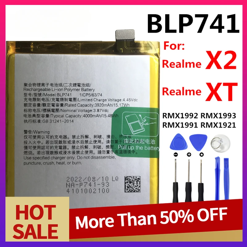 New 4000mAh BLP741 Battery for OPPO Realme X2 Pro/ Realme XT BLP749 BLP741 RMX1991 RMX1921 Mobile Phone
New 4000mAh BLP741 Battery for OPPO Realme X2 Pro/ Realme XT BLP749 BLP741 RMX1991 RMX1921 Mobile Phone