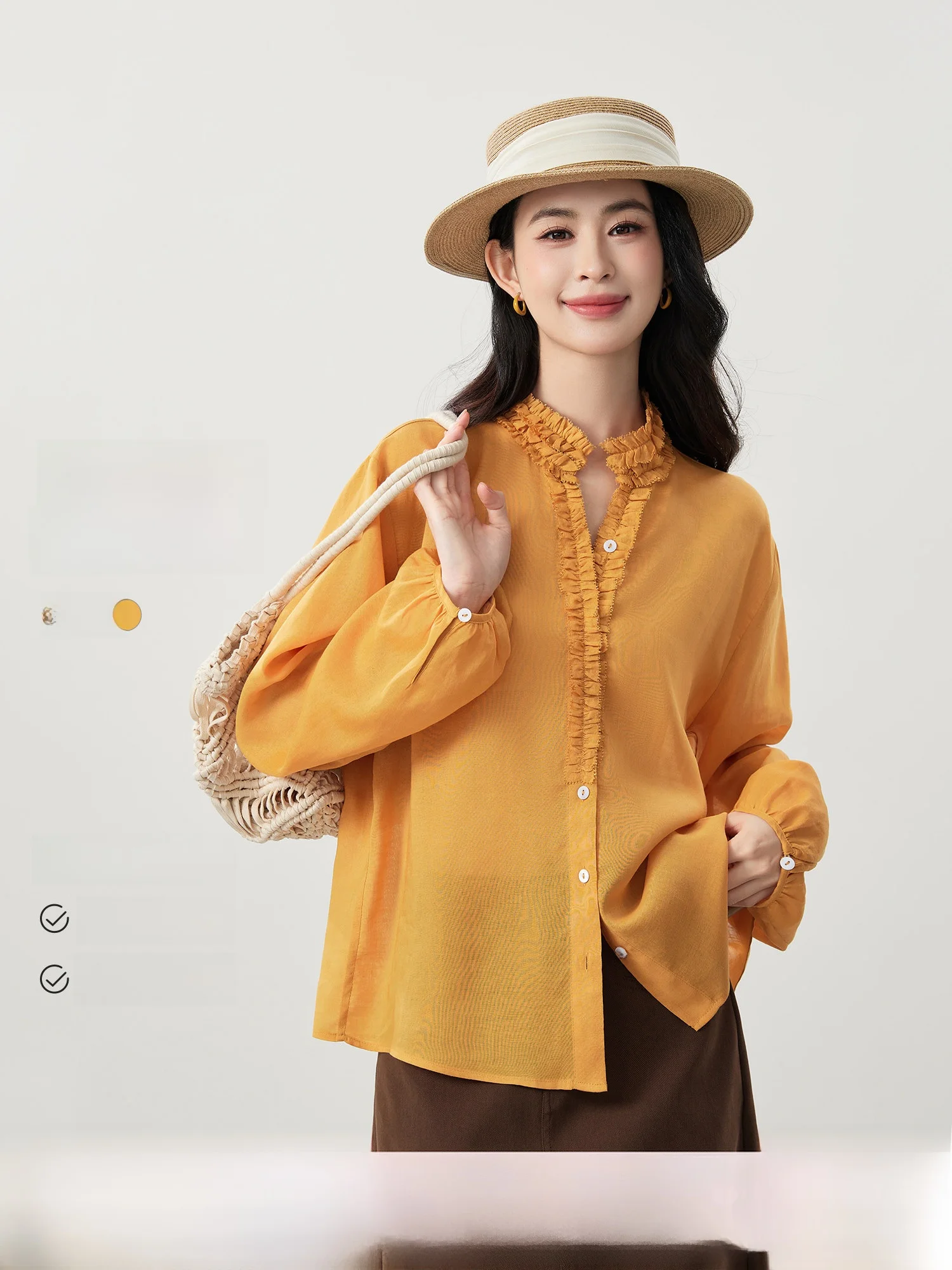 Early Spring Women's irt French Sle Loose Fit Long Sve Cuff with Ruffle Pleated Lenzing Lyocell Blending Silk
Early Spring Women's irt French Sle Loose Fit Long Sve Cuff with Ruffle Pleated Lenzing Lyocell Blending Silk