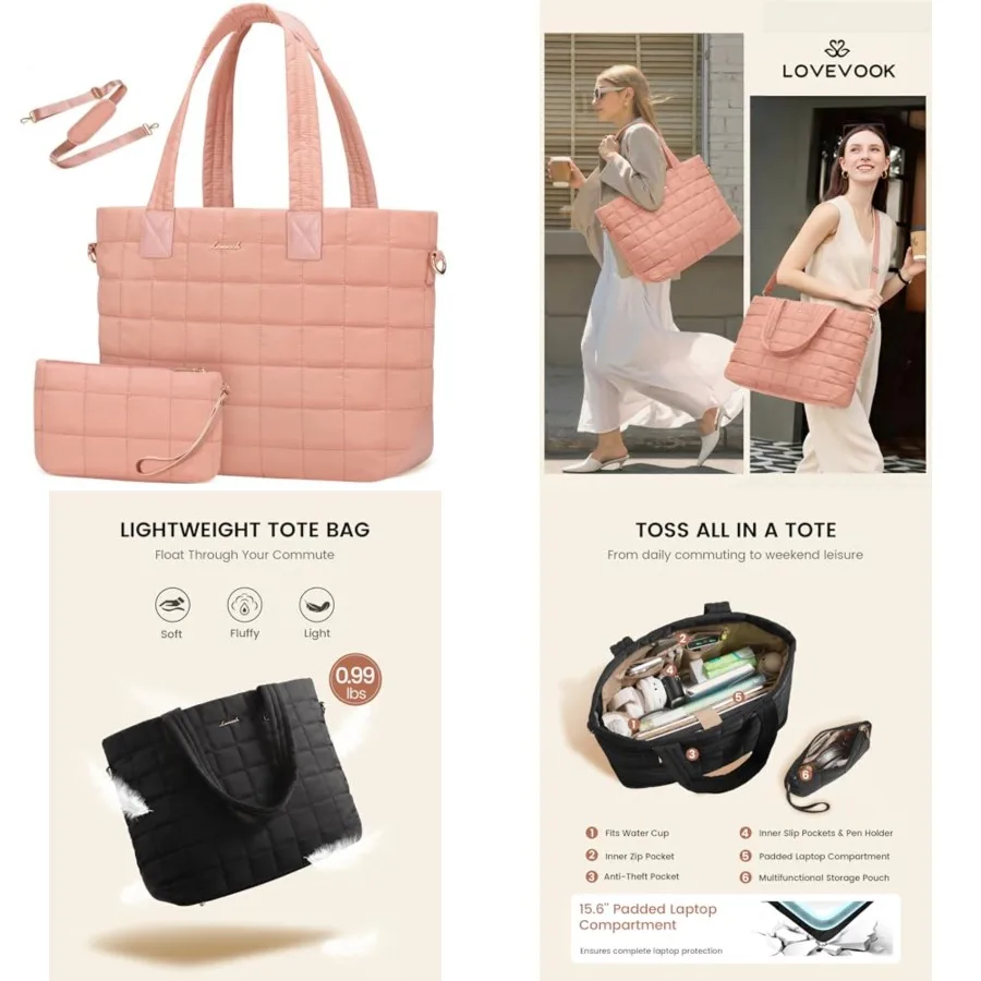 LOVEVOOK Laptop Tote Bag for Women, Large Puffer Work Computer Tote Bags for Teacher Nurse, Quilted Women's Purse Tote Shoulder
LOVEVOOK Laptop Tote Bag for Women, Large Puffer Work Computer Tote Bags for Teacher Nurse, Quilted Women's Purse Tote Shoulder