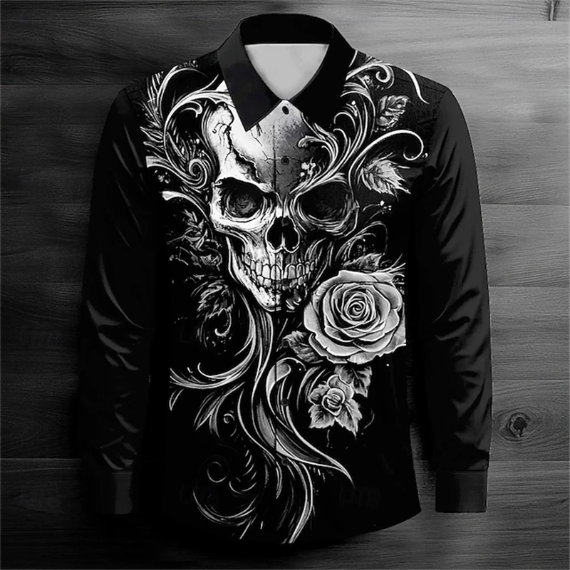 2025 Halloween Men's Rose Skeleton Printed Long Sleeve Shirt Exquisite Design Collar Party Shirt High-End Men's Clothing 5XL
2025 Halloween Men's Rose Skeleton Printed Long Sleeve Shirt Exquisite Design Collar Party Shirt High-End Men's Clothing 5XL