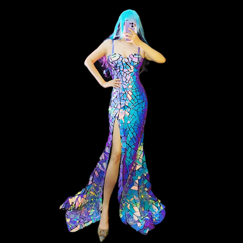 Laser Mirror Sequins Long Dress Model Singer Stage Costume Banquet Party Sleeveless Evening Dresses Drag Queen Outfit VDB6195
Laser Mirror Sequins Long Dress Model Singer Stage Costume Banquet Party Sleeveless Evening Dresses Drag Queen Outfit VDB6195