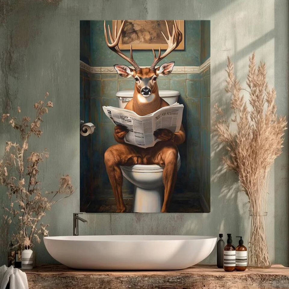 Deer on Toilet Reading Newspaper Diamond Painting Bathroom Decor Toilet humor Funny animals art Housewarming Gift Toilet decor
Deer on Toilet Reading Newspaper Diamond Painting Bathroom Decor Toilet humor Funny animals art Housewarming Gift Toilet decor