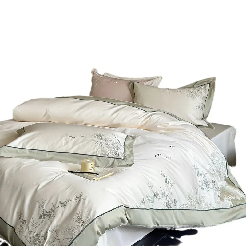 High-end, long-staple cotton, high-count, precision, embroidery, four-piece set, cotton, bed sheet.
High-end, long-staple cotton, high-count, precision, embroidery, four-piece set, cotton, bed sheet.