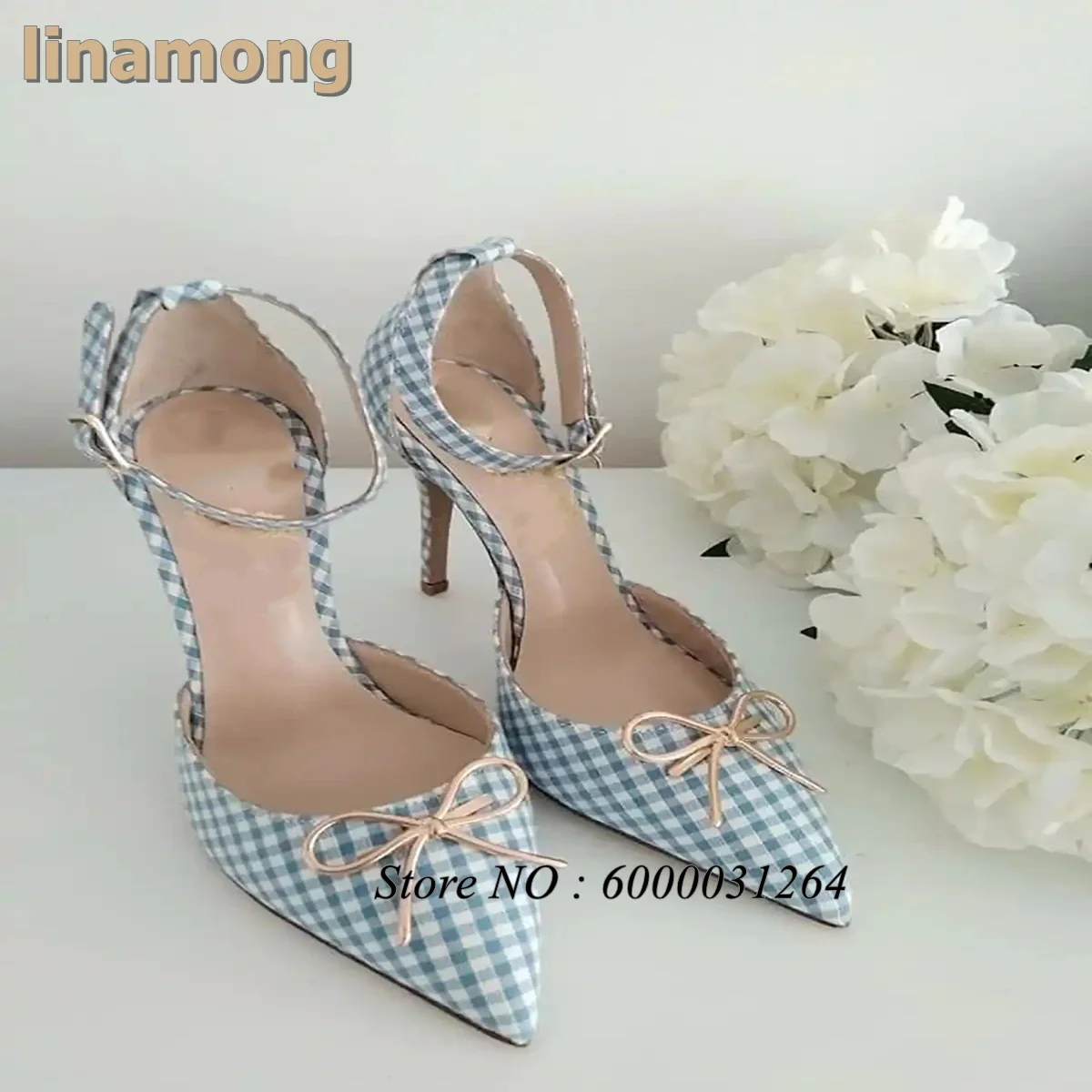 Light Blue Grid Pumps Shallow Butterfly-knot High Heels Buckle Strap Cover Heel Shoes Summer Autumn 2026 Pointed Toe New Trend
Light Blue Grid Pumps Shallow Butterfly-knot High Heels Buckle Strap Cover Heel Shoes Summer Autumn 2026 Pointed Toe New Trend