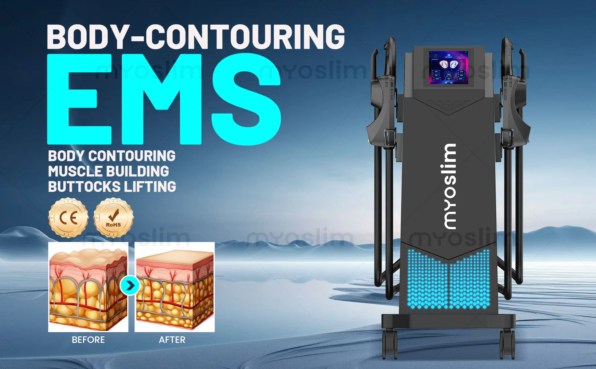 Myoslim 15T 6500W High Power Body Sculpt Muscle Stimulate Slimming Machine MYOSLIM Pro Ultra RF Machine NEO Slimming Machine
Myoslim 15T 6500W High Power Body Sculpt Muscle Stimulate Slimming Machine MYOSLIM Pro Ultra RF Machine NEO Slimming Machine