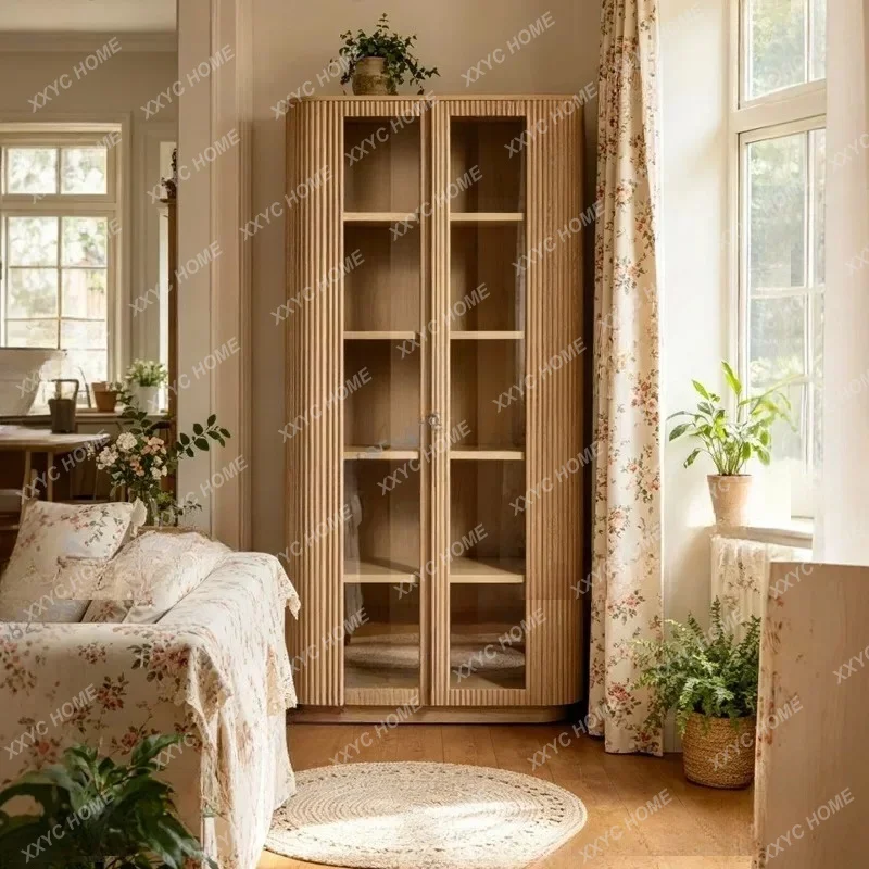 retro solid wood wine cabinet, living room glass door storage display cabinet, floor-to-ceiling bookcase
retro solid wood wine cabinet, living room glass door storage display cabinet, floor-to-ceiling bookcase