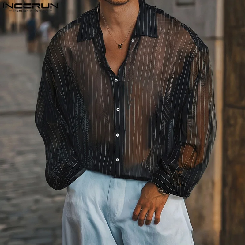 INCERUN Men Striped Shirt Lapel Long Sleeve Transparent Streetwear Men Clothing 2025 Oversize Fashion Casual Male Shirts S-5XL
INCERUN Men Striped Shirt Lapel Long Sleeve Transparent Streetwear Men Clothing 2025 Oversize Fashion Casual Male Shirts S-5XL