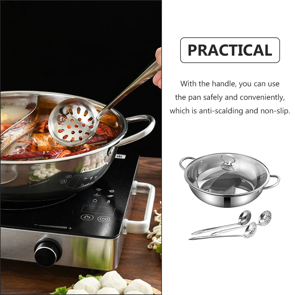 1 Set Stainless Steel Two-Flavor Hot Pot Large Capacity Non-Leak Partition Anti-Scald Handle Suitable For Gas Induction Stoves
1 Set Stainless Steel Two-Flavor Hot Pot Large Capacity Non-Leak Partition Anti-Scald Handle Suitable For Gas Induction Stoves