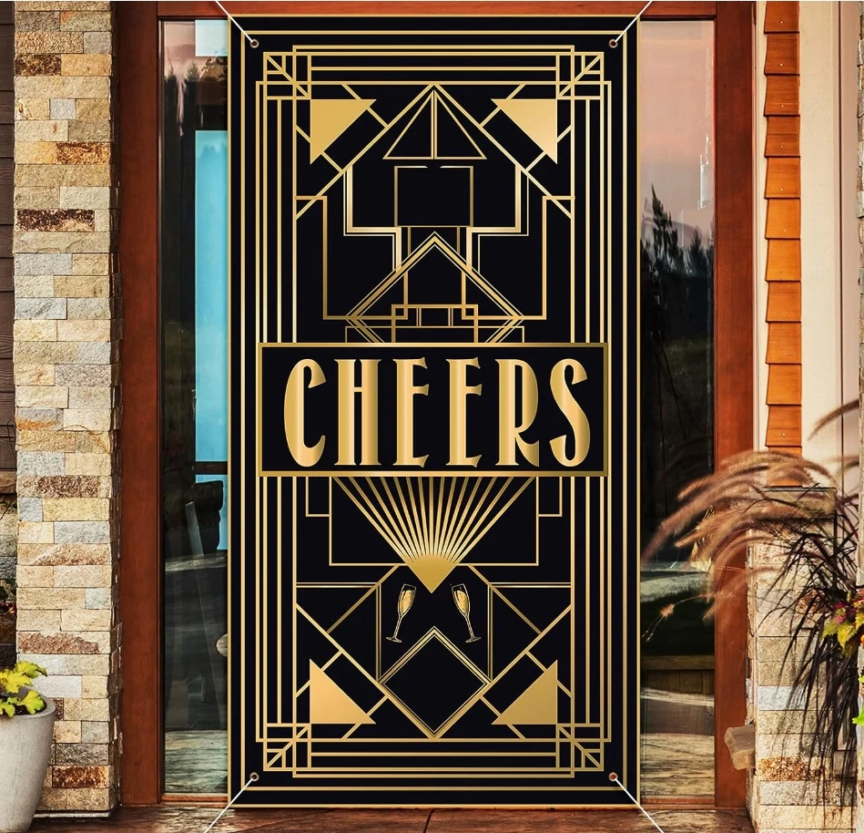 Photography Backdrop Cheers 20s Party Decor Roaring Door Cover Banner Black And Gold Glitter Sign Portrait Shooting Background
Photography Backdrop Cheers 20s Party Decor Roaring Door Cover Banner Black And Gold Glitter Sign Portrait Shooting Background