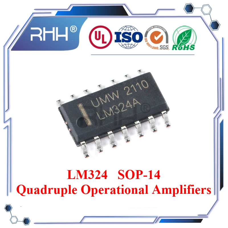 LM324 SOP-14 General Purpose Amplifier 4 Circuit operational amplifier Op Amps Quadruple Operational Amplifiers
LM324 SOP-14 General Purpose Amplifier 4 Circuit operational amplifier Op Amps Quadruple Operational Amplifiers