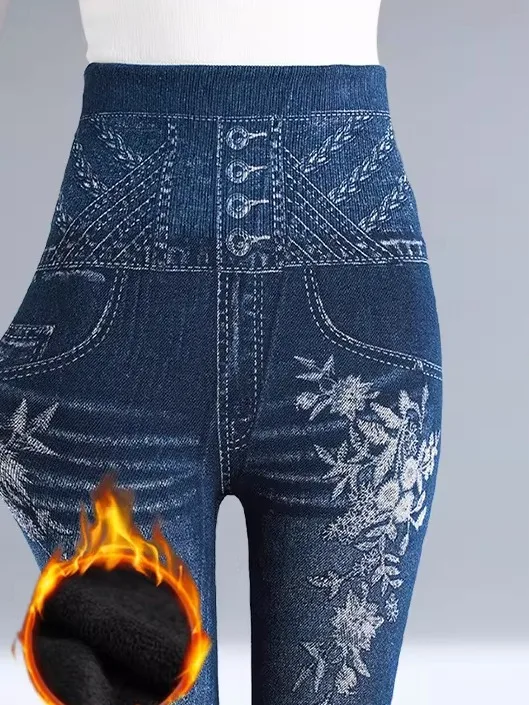 High Waist Faux Denim Slim Fit Pants Women's Autumn Winter plus Size Elastic Waist Warm Long Trousers Casual Style
High Waist Faux Denim Slim Fit Pants Women's Autumn Winter plus Size Elastic Waist Warm Long Trousers Casual Style