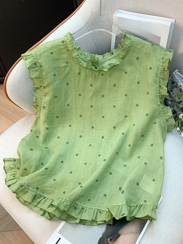 Korean Japanese High End Polka Dot Sleeveless Vest Summer round Neck Breathable Casual Shirt Top Trendy Loose Fit Printed
Korean Japanese High End Polka Dot Sleeveless Vest Summer round Neck Breathable Casual Shirt Top Trendy Loose Fit Printed