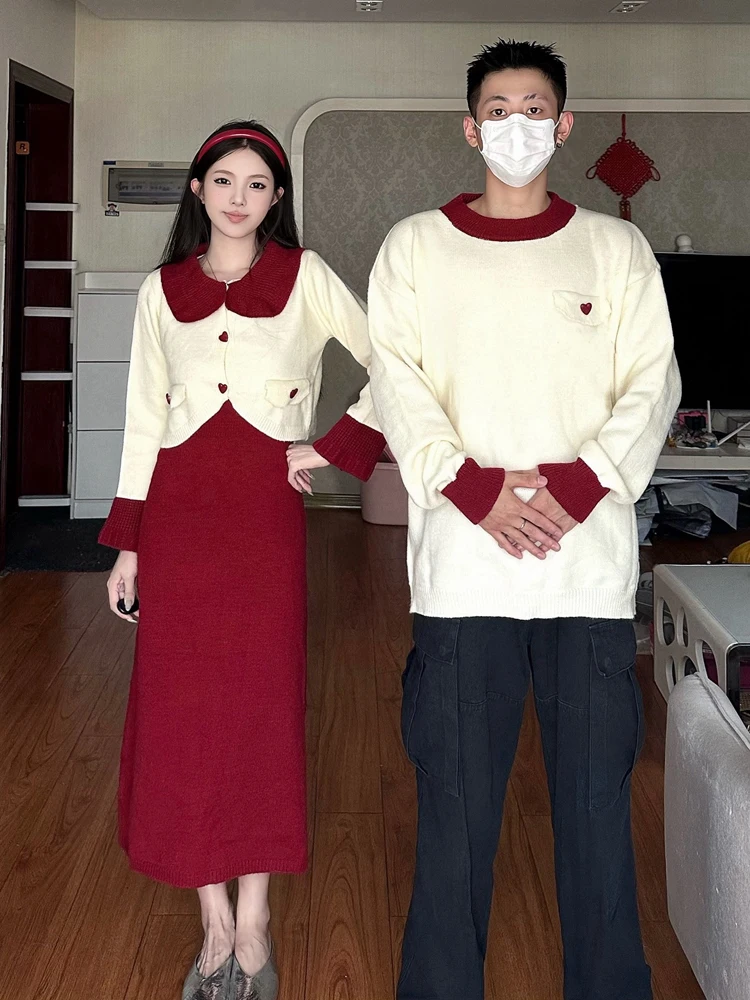 American Style Vintage Loose Christmas New Year Couple Sweater Knitted Set Autumn Fashion Casual Long Sleeve round Neck Sweater
American Style Vintage Loose Christmas New Year Couple Sweater Knitted Set Autumn Fashion Casual Long Sleeve round Neck Sweater