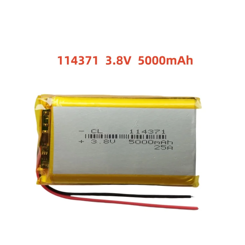 3.7V 5000mAh Li-Polymer Replacement Li Lipo Battery 114371 JST 2Pin 1.0/1.25/1.5/2.0/2.54mm Connector For GPS Camera LED
3.7V 5000mAh Li-Polymer Replacement Li Lipo Battery 114371 JST 2Pin 1.0/1.25/1.5/2.0/2.54mm Connector For GPS Camera LED