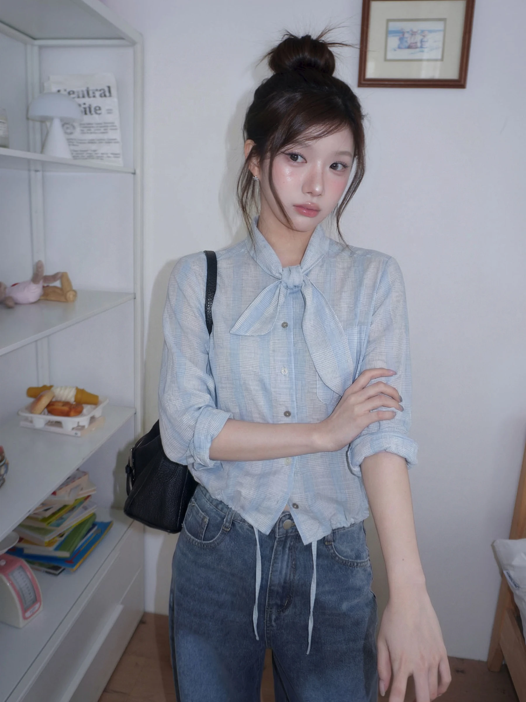 Blue Plaid Women's Sun Protection Shirt Thin Spring Summer 2026 New Design Drawstring Casual Long Sleeve Open Cardigan Top
Blue Plaid Women's Sun Protection Shirt Thin Spring Summer 2026 New Design Drawstring Casual Long Sleeve Open Cardigan Top