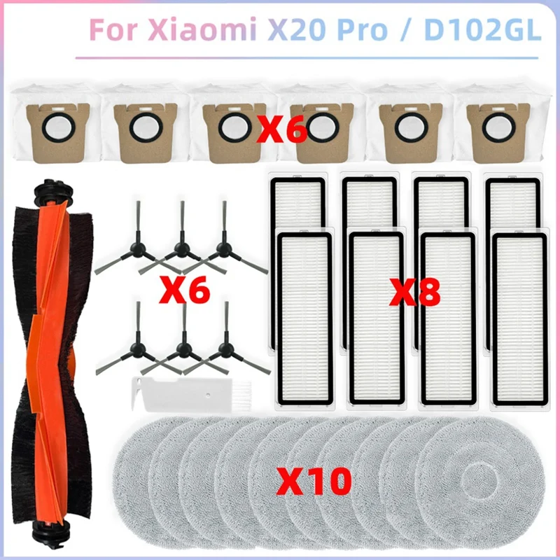 For Xiaomi Robot Vacuum X20 PRO / D102GL Vacuum Cleaner Parts Main Roller Side Brush Hepa Filter Mop Cloth Dust Bags
For Xiaomi Robot Vacuum X20 PRO / D102GL Vacuum Cleaner Parts Main Roller Side Brush Hepa Filter Mop Cloth Dust Bags