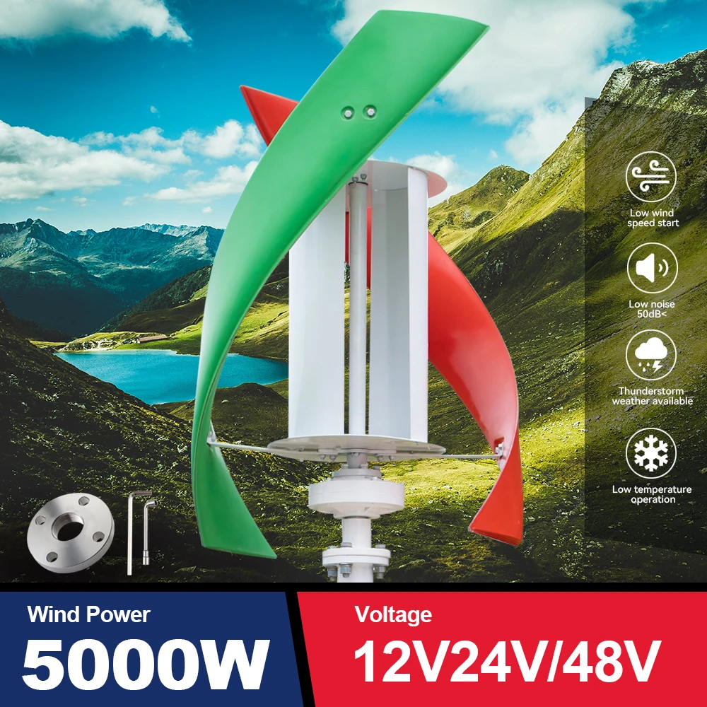 5KW Vertical Wind Generator Turbine Kit Power 2 Blades 12v 24v 48v With Mppt/Hybrid Charge Controller For Yacht Farm Home Use
5KW Vertical Wind Generator Turbine Kit Power 2 Blades 12v 24v 48v With Mppt/Hybrid Charge Controller For Yacht Farm Home Use