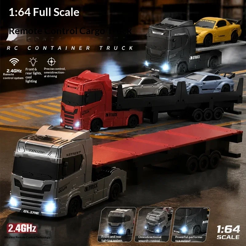 1:64 RC Trailer Truck Combo Set with Container + Flatbed DIY, Includes 2 Mini Cars, Fun Gift for Kids Adults, Full Play RC Toy
1:64 RC Trailer Truck Combo Set with Container + Flatbed DIY, Includes 2 Mini Cars, Fun Gift for Kids Adults, Full Play RC Toy