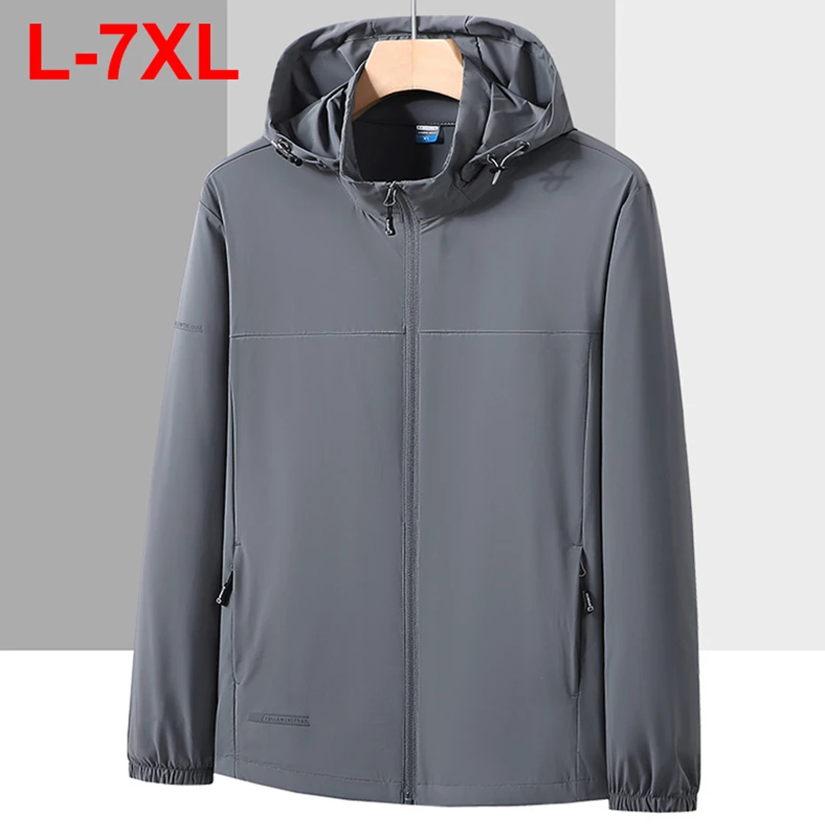 7XL Plus Size Jackets Men's Summer Hooded Windbreaker Lightweight Jackets Thin Sun Protection Jacket Plus Size 6XL
7XL Plus Size Jackets Men's Summer Hooded Windbreaker Lightweight Jackets Thin Sun Protection Jacket Plus Size 6XL