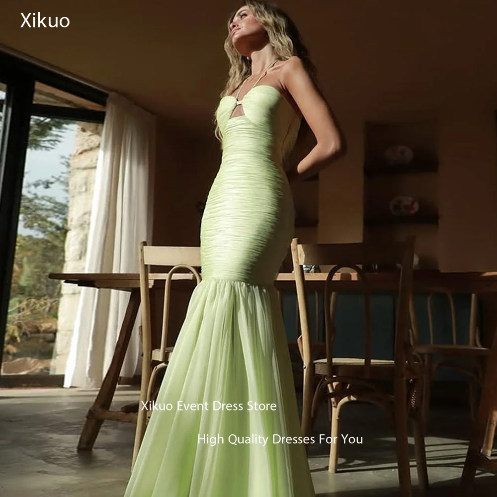 Xikuo Graceful Mermaid Modern Evening Dresses Ruched Bodice Vestidos De Gala Green Chiffon Cut Out Prom Dress 2025 Customized
Xikuo Graceful Mermaid Modern Evening Dresses Ruched Bodice Vestidos De Gala Green Chiffon Cut Out Prom Dress 2025 Customized