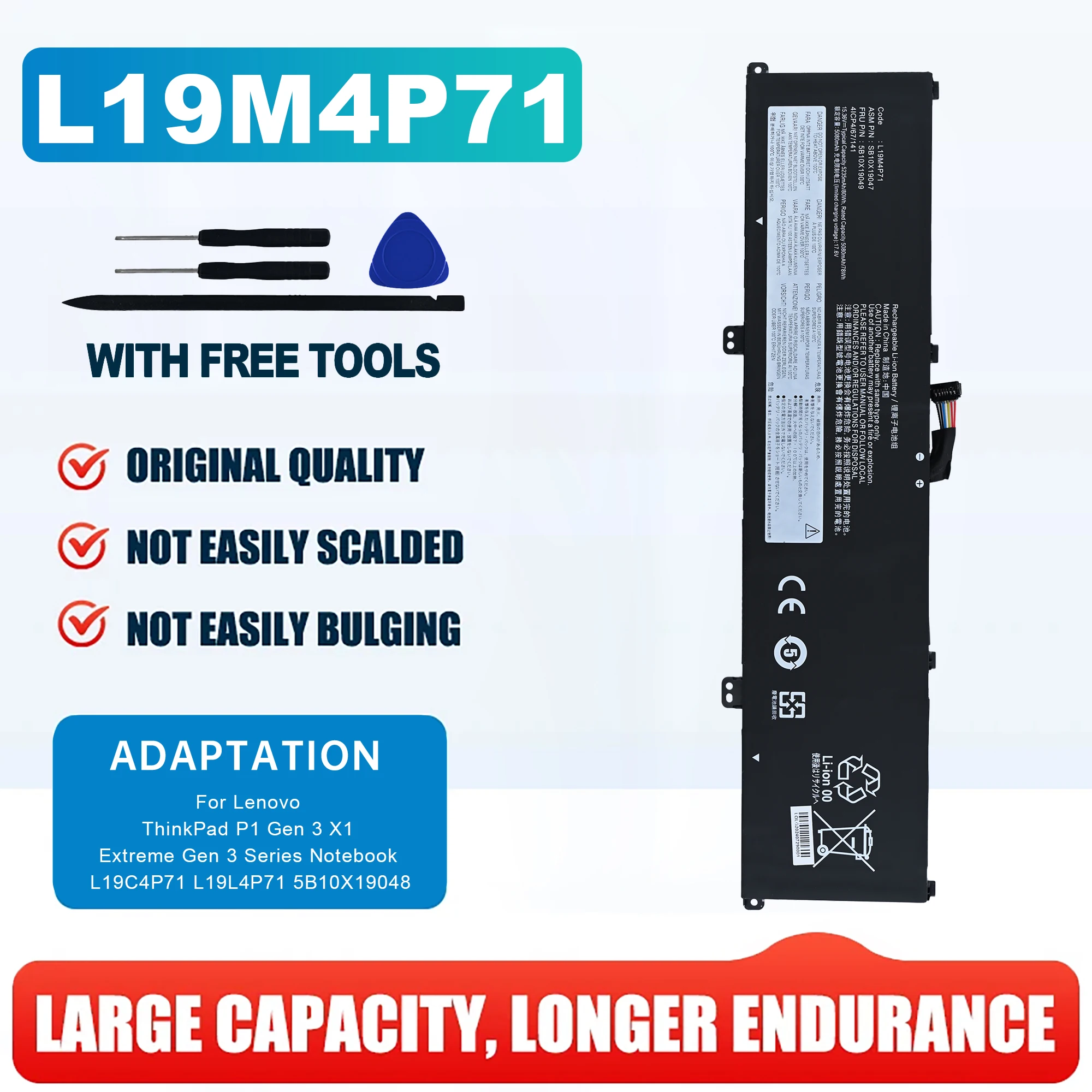 L19M4P71 Laptop Battery for Lenovo ThinkPad P1 Gen 3 X1 Extreme Gen 3 Series Notebook L19C4P71 L19L4P71 5B10X19048
L19M4P71 Laptop Battery for Lenovo ThinkPad P1 Gen 3 X1 Extreme Gen 3 Series Notebook L19C4P71 L19L4P71 5B10X19048