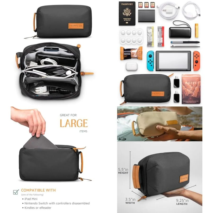 Tech Bag Organizer - Small Electronics Organizer Pouch for Travel - Premium Travel Case with Leather Accents - Mesh Pocket for
Tech Bag Organizer - Small Electronics Organizer Pouch for Travel - Premium Travel Case with Leather Accents - Mesh Pocket for