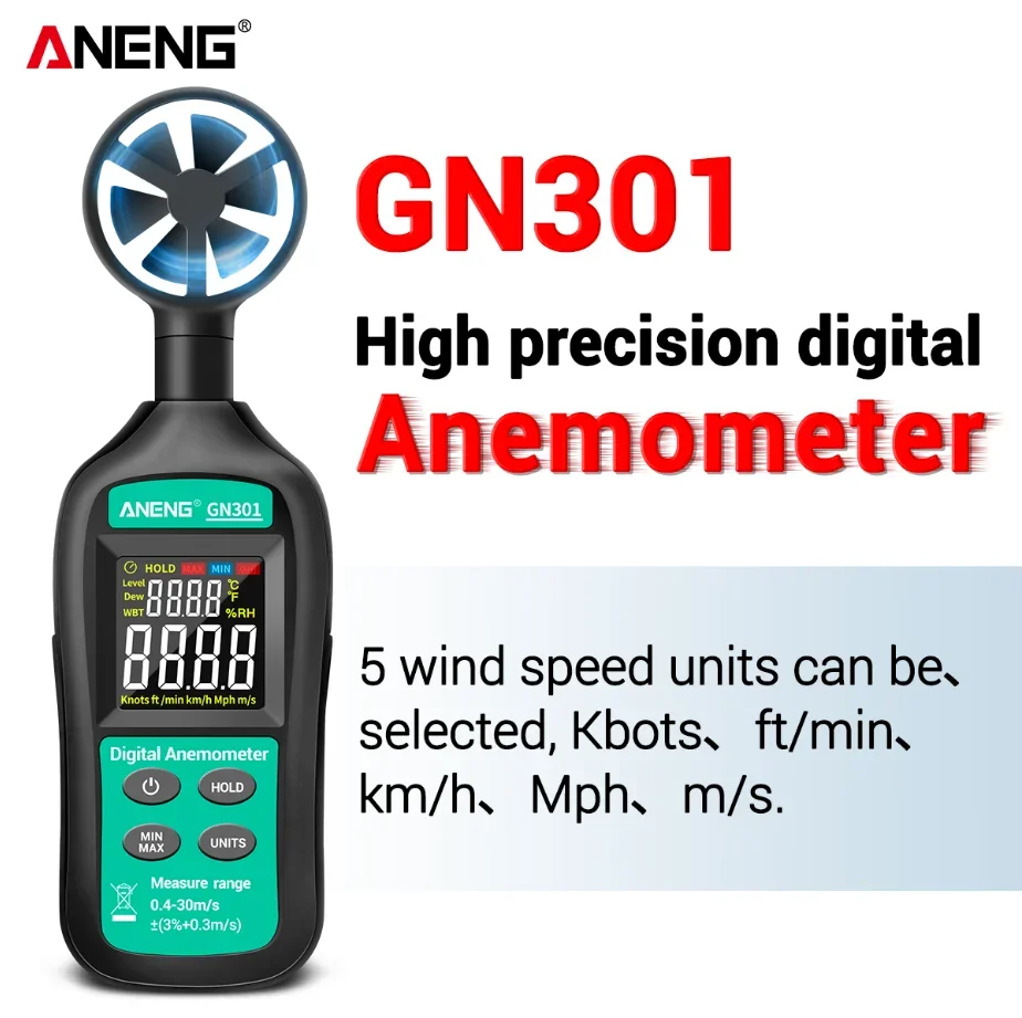 Цифровой анемометр ANENG GN301, 0-30 м/с, измеритель скорости ветра-10 ~ 45 ° C, тестер температуры, анемометр с ЖК-дисплеем с подсветкой
Цифровой анемометр ANENG GN301, 0-30 м/с, измеритель скорости ветра-10 ~ 45 ° C, тестер температуры, анемометр с ЖК-дисплеем с подсветкой