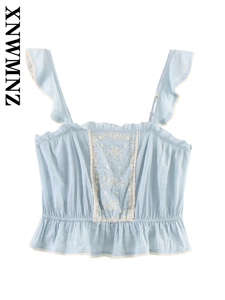 XNWMNZ 2025 Summer Lady Simple Party Sleeveless thin shoulder strap Backless Slip Top Fashion Woman embroidery Top Chic Tierred
XNWMNZ 2025 Summer Lady Simple Party Sleeveless thin shoulder strap Backless Slip Top Fashion Woman embroidery Top Chic Tierred