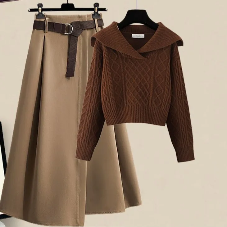 Navy Collar Lazy Style Sweater Autumn 2025 Small Short Top with Skirt Two-piece Set
Navy Collar Lazy Style Sweater Autumn 2025 Small Short Top with Skirt Two-piece Set
