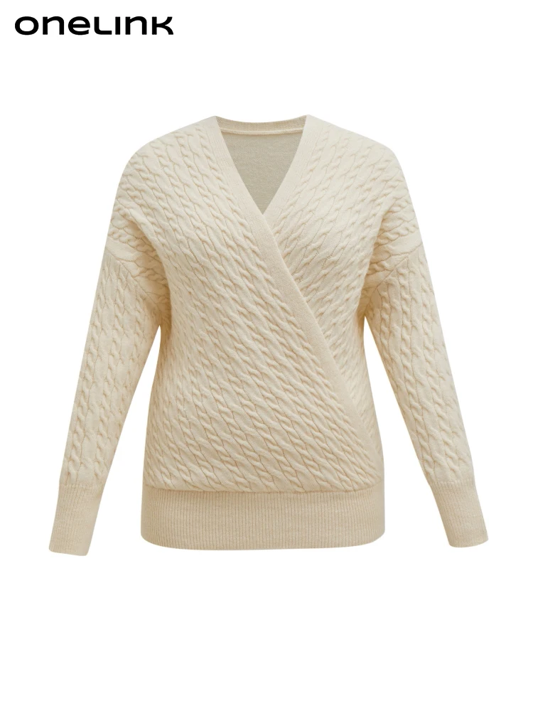 ONELINK Beige White Cable Knit V Neck Wrap Over Top Plus Size Women Autumn Winter 2022 Pullover Sweater Oversize Woolen Clothing
ONELINK Beige White Cable Knit V Neck Wrap Over Top Plus Size Women Autumn Winter 2022 Pullover Sweater Oversize Woolen Clothing
