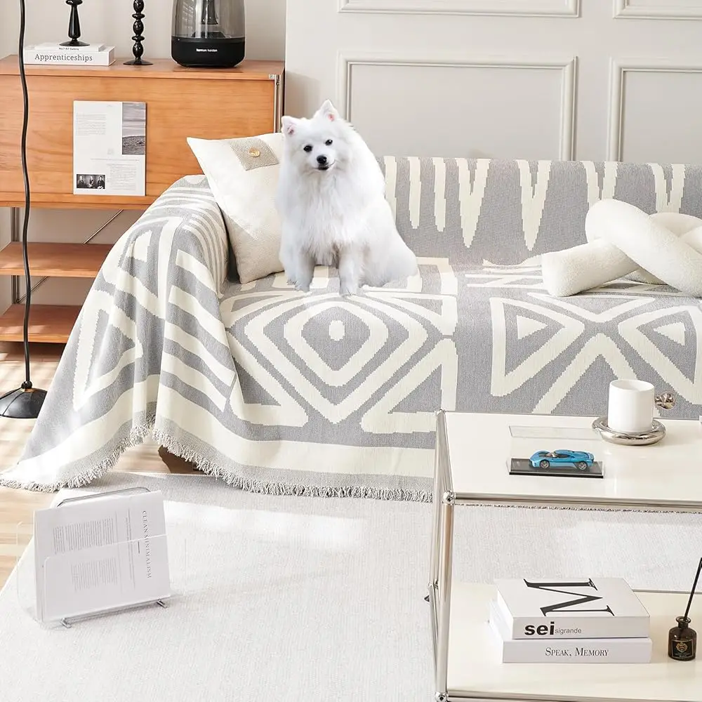 Boho Sofa Cover White Grey Couch Cover For 3-4 Cushion Couch Sofa Pet-Friendly Washable Chenille Couch Cover For Sectional Sofa
Boho Sofa Cover White Grey Couch Cover For 3-4 Cushion Couch Sofa Pet-Friendly Washable Chenille Couch Cover For Sectional Sofa