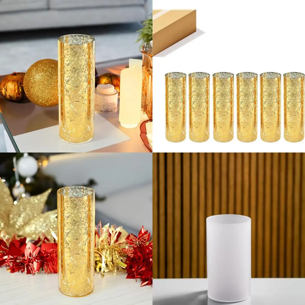 Gold Speckled Glass Candle Holder, 4 Wide x 12 Tall, with 6 Open-Ended Cylinders and Chimney Tube Shades
Gold Speckled Glass Candle Holder, 4 Wide x 12 Tall, with 6 Open-Ended Cylinders and Chimney Tube Shades