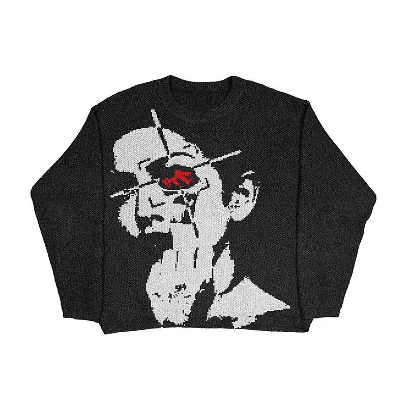 Y2K Women Fashion Black Sweater Anime Hip-hop Knitted Sweater Harajuku Autumn Winter Casual Loose Cotton Pullover Sweaters
Y2K Women Fashion Black Sweater Anime Hip-hop Knitted Sweater Harajuku Autumn Winter Casual Loose Cotton Pullover Sweaters