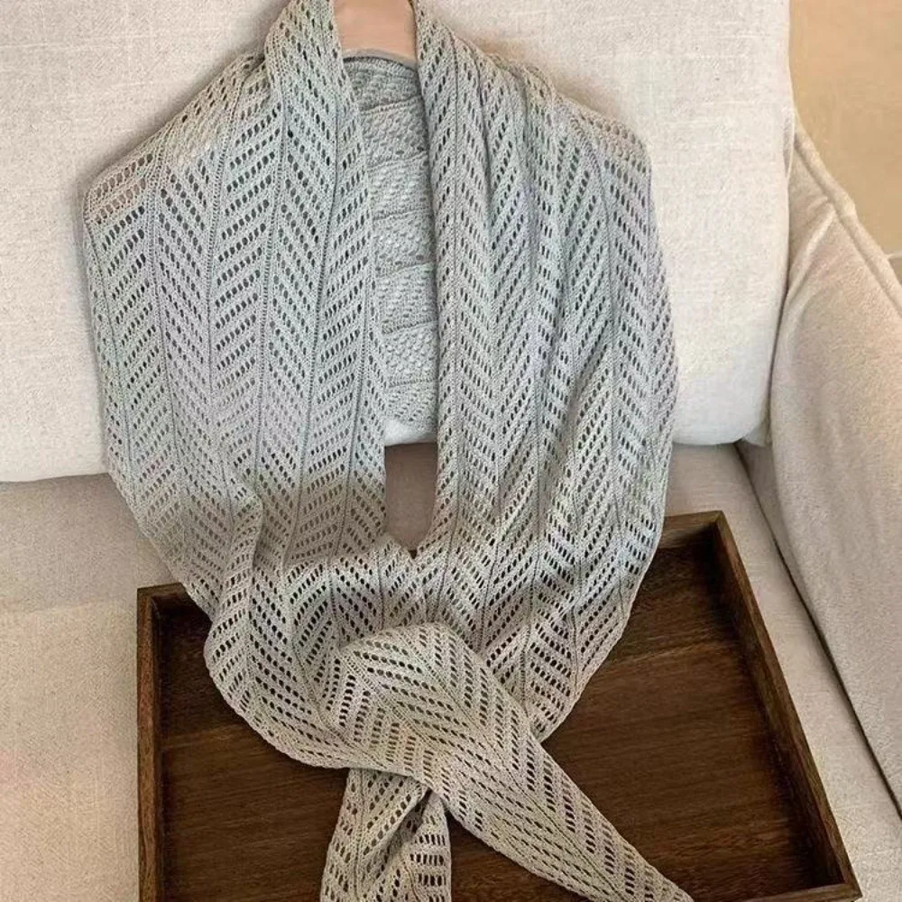 Casual Hollow Out Knitted Triangle Scarf Solid Color Thin Vacation Shawl Breathable Sun Protection Cardigan Cape
Casual Hollow Out Knitted Triangle Scarf Solid Color Thin Vacation Shawl Breathable Sun Protection Cardigan Cape