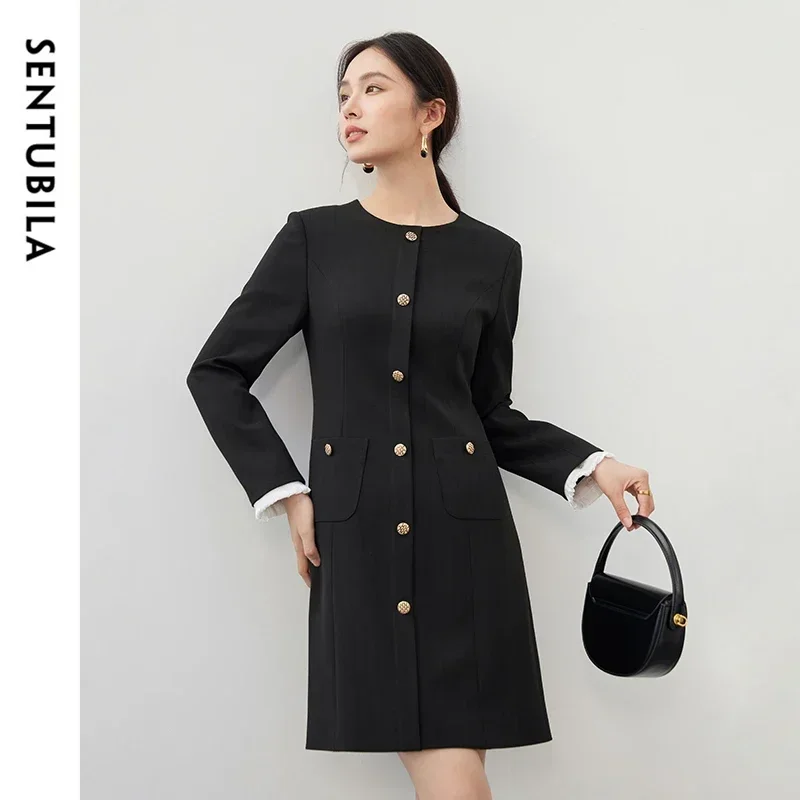 SENTUBILA Women's Spliced Mini For Dress 2025 Elegant Slimming Buttoned Front Long Sleeved Knit Dress Women's Fashion 143L56964
SENTUBILA Women's Spliced Mini For Dress 2025 Elegant Slimming Buttoned Front Long Sleeved Knit Dress Women's Fashion 143L56964