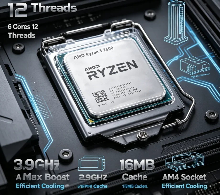 Ryzen 5 2600 Original Unboxed Desktop CPU AM4 Socket 12MB L3 Cache DIY Assembly Budget Gaming Processor Without Fan
Ryzen 5 2600 Original Unboxed Desktop CPU AM4 Socket 12MB L3 Cache DIY Assembly Budget Gaming Processor Without Fan