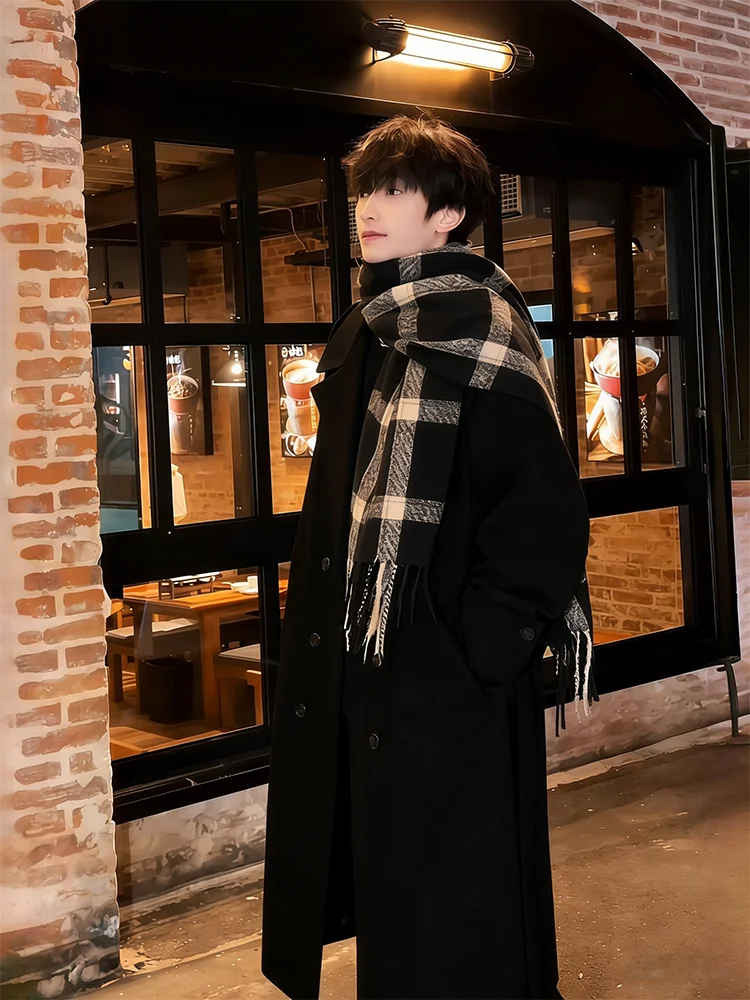 Bla Mid-Length Thiened Winter Sweater Coat Men's Loose Knee-Length Double-Breasted Korean Lazy Sle Woolen Overcoat
Bla Mid-Length Thiened Winter Sweater Coat Men's Loose Knee-Length Double-Breasted Korean Lazy Sle Woolen Overcoat