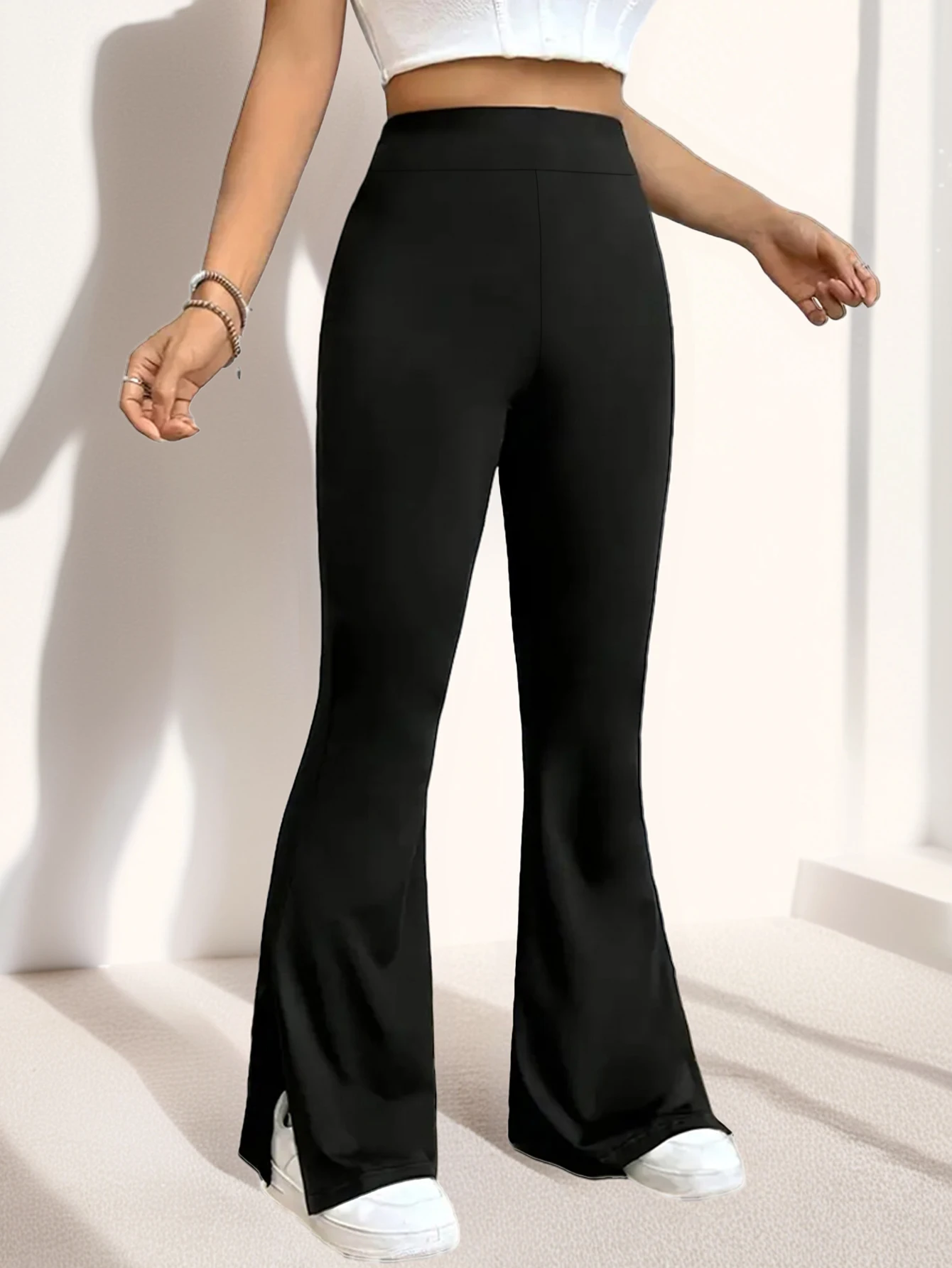 Брюки Y2K с высокой талией, эффектом подтяжки ягодиц и утягивающим эффектом на животе, расклешенные, женские, полной длины, с боковыми разрезами на манжетах, для офиса и повседневной носки
Брюки Y2K с высокой талией, эффектом подтяжки ягодиц и утягивающим эффектом на животе, расклешенные, женские, полной длины, с боковыми разрезами на манжетах, для офиса и повседневной носки