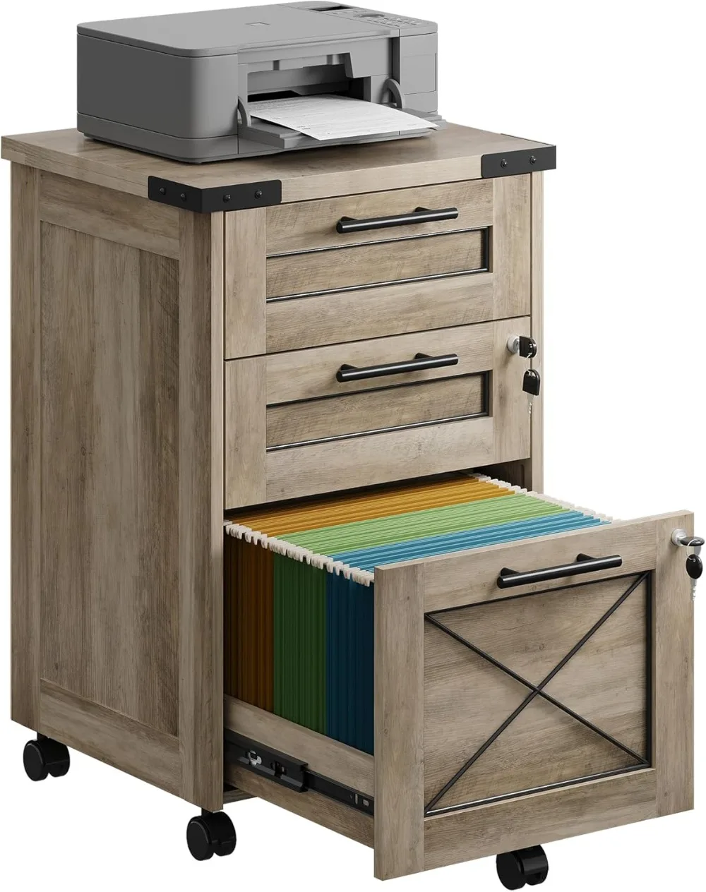 3-Drawer File Cabinet with Hanging Files, Mobile Rolling Storage Cabinet for Home Office, Printer Stand, Customized
3-Drawer File Cabinet with Hanging Files, Mobile Rolling Storage Cabinet for Home Office, Printer Stand, Customized