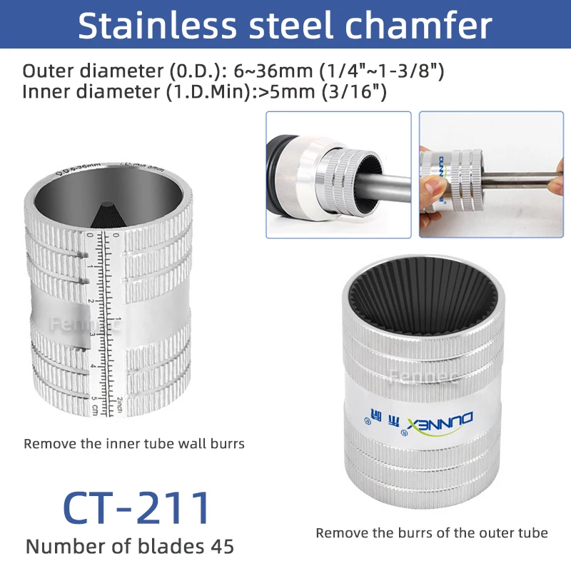 1pc Pipe Deburring Reamer Professional Inner-Outer Reamer Stainless Steel Pipe Deburring Tool Chamfer Tool 1/4in-1 3/8in CT-211
1pc Pipe Deburring Reamer Professional Inner-Outer Reamer Stainless Steel Pipe Deburring Tool Chamfer Tool 1/4in-1 3/8in CT-211