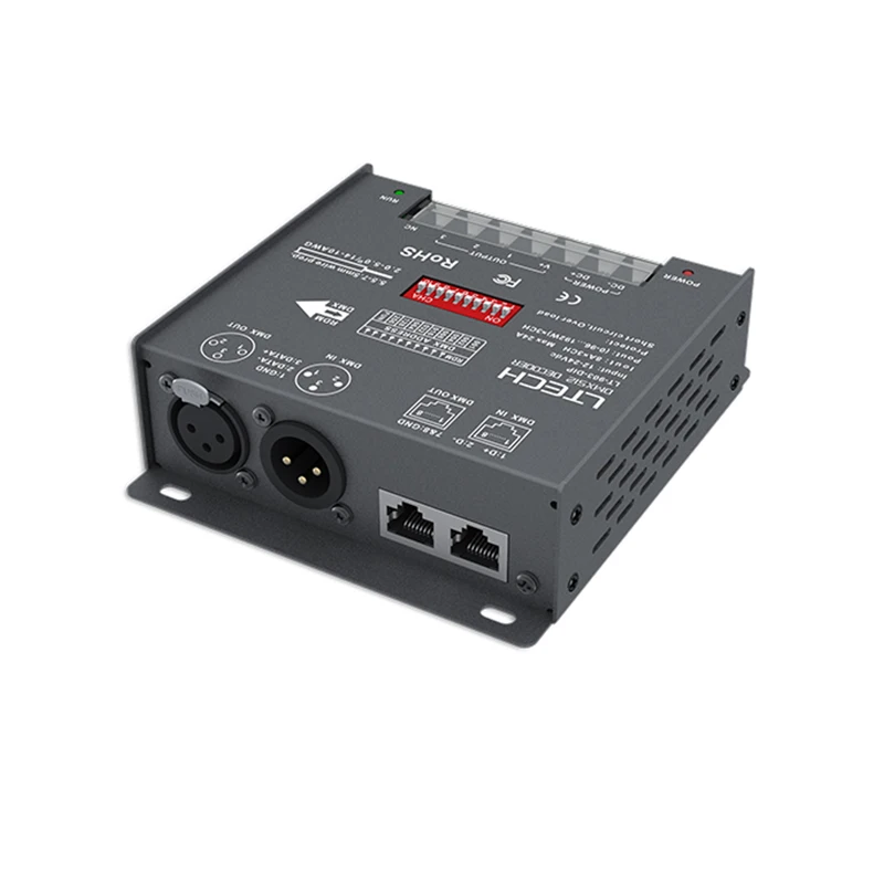 LTECH Led DMX Decoder DC12-24V Input;8A*3CH Max 24A Output 3 Channel DMX512 Slave CV Constant Voltage Dip Switch
LTECH Led DMX Decoder DC12-24V Input;8A*3CH Max 24A Output 3 Channel DMX512 Slave CV Constant Voltage Dip Switch