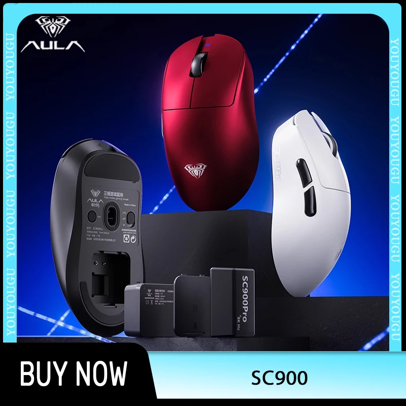 AULA SC900 Mouse Tri Mode Wireless Mouse Paw3950 8000Hz Gaming Mice Battery Detachable Lightweight PC Accessory For FPS Gamer
AULA SC900 Mouse Tri Mode Wireless Mouse Paw3950 8000Hz Gaming Mice Battery Detachable Lightweight PC Accessory For FPS Gamer